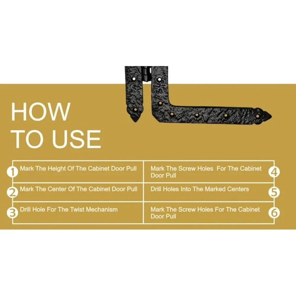 New in package Akatva Black Gate Door Cabinet Strap Hinge Set 2 pc. 7.008 inches